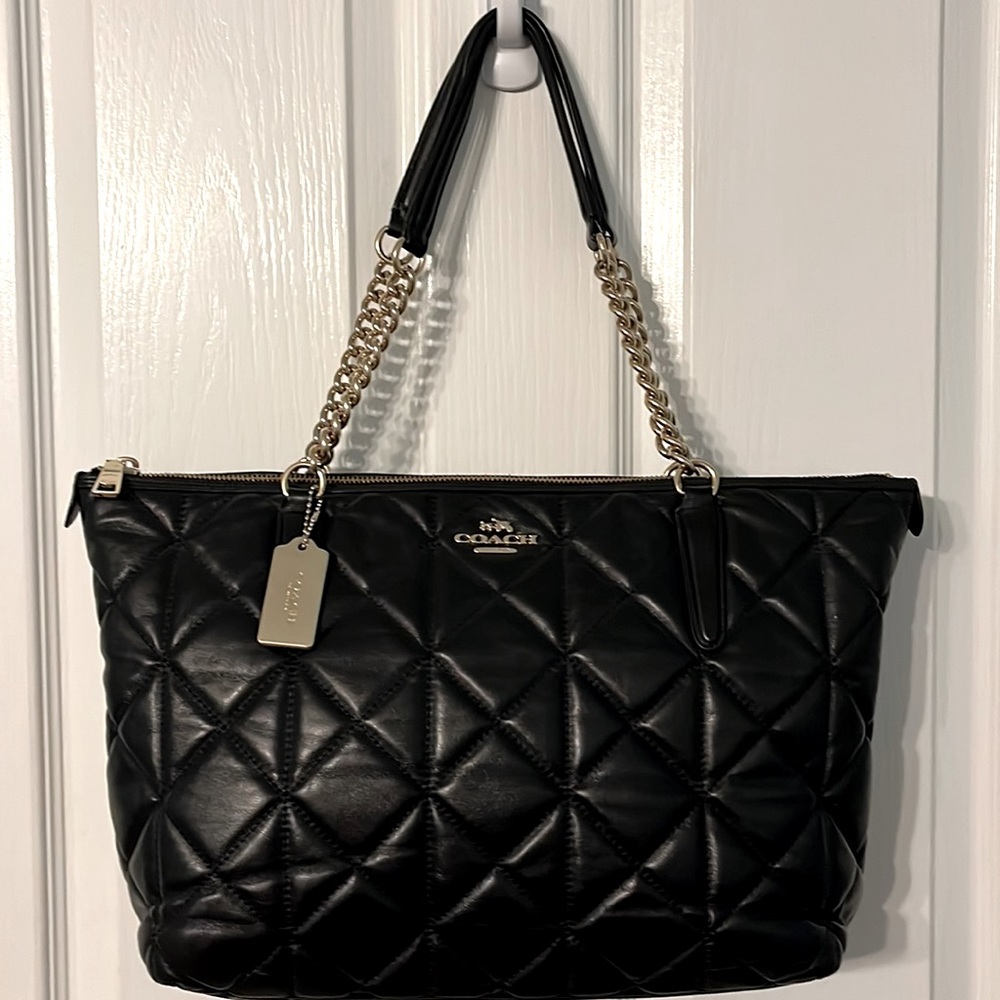 Coach Ava Chain Tote in Quilted Leather